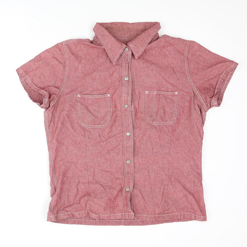 Gap Womens Red Polyester Basic Button-Up Size XL Collared