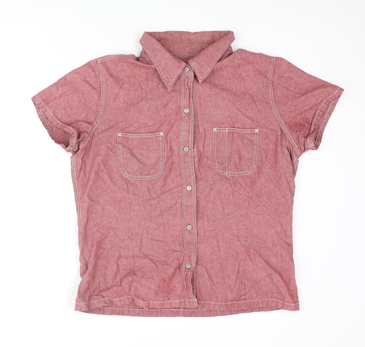 Gap Womens Red Polyester Basic Button-Up Size XL Collared