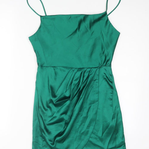 Zara Womens Green Polyester Mini Size S Square Neck Zip