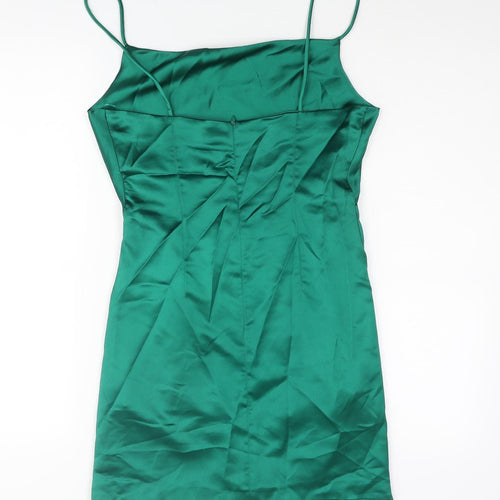 Zara Womens Green Polyester Mini Size S Square Neck Zip