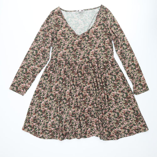 Simply Be Womens Multicoloured Floral Polyester A-Line Size 14 Scoop Neck Pullover