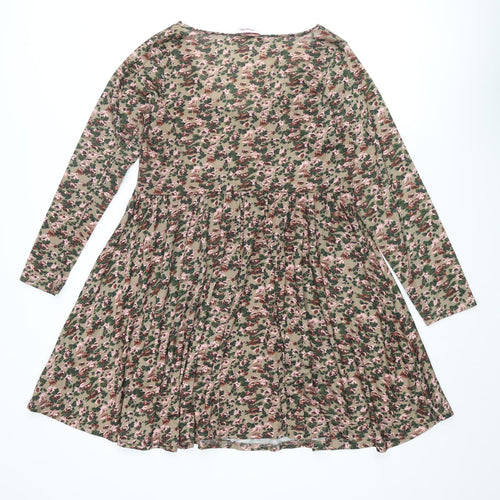 Simply Be Womens Multicoloured Floral Polyester A-Line Size 14 Scoop Neck Pullover