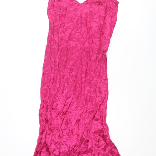 Divided by H&M Womens Pink Polyester Slip Dress Size 8 V-Neck Pullover