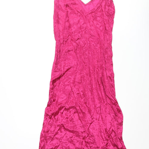 Divided by H&M Womens Pink Polyester Slip Dress Size 8 V-Neck Pullover
