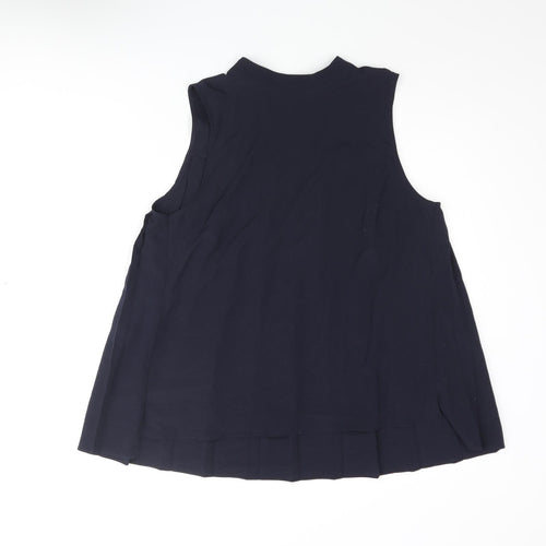 French Connection Womens Blue Polyester Camisole Blouse Size 12 Mock Neck - Pleated