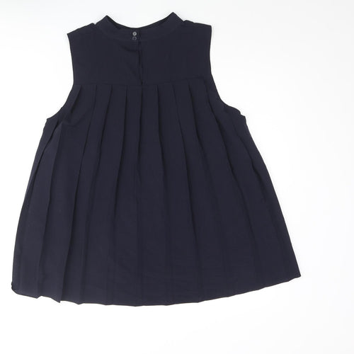 French Connection Womens Blue Polyester Camisole Blouse Size 12 Mock Neck - Pleated