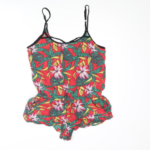 River Island Womens Multicoloured Geometric Vinyl Playsuit One-Piece Size M Pullover - Plant Print