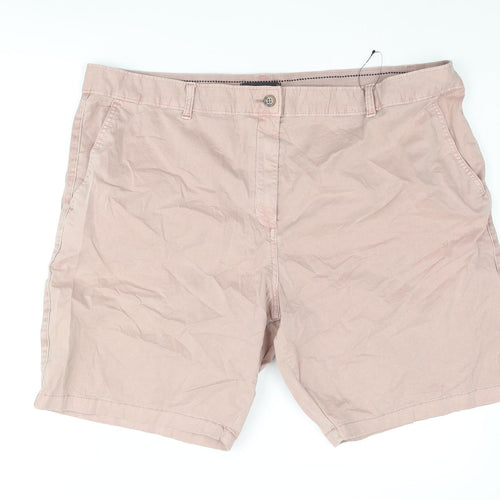 Marks and Spencer Womens Pink Cotton Chino Shorts Size 22 L9 in Regular Zip