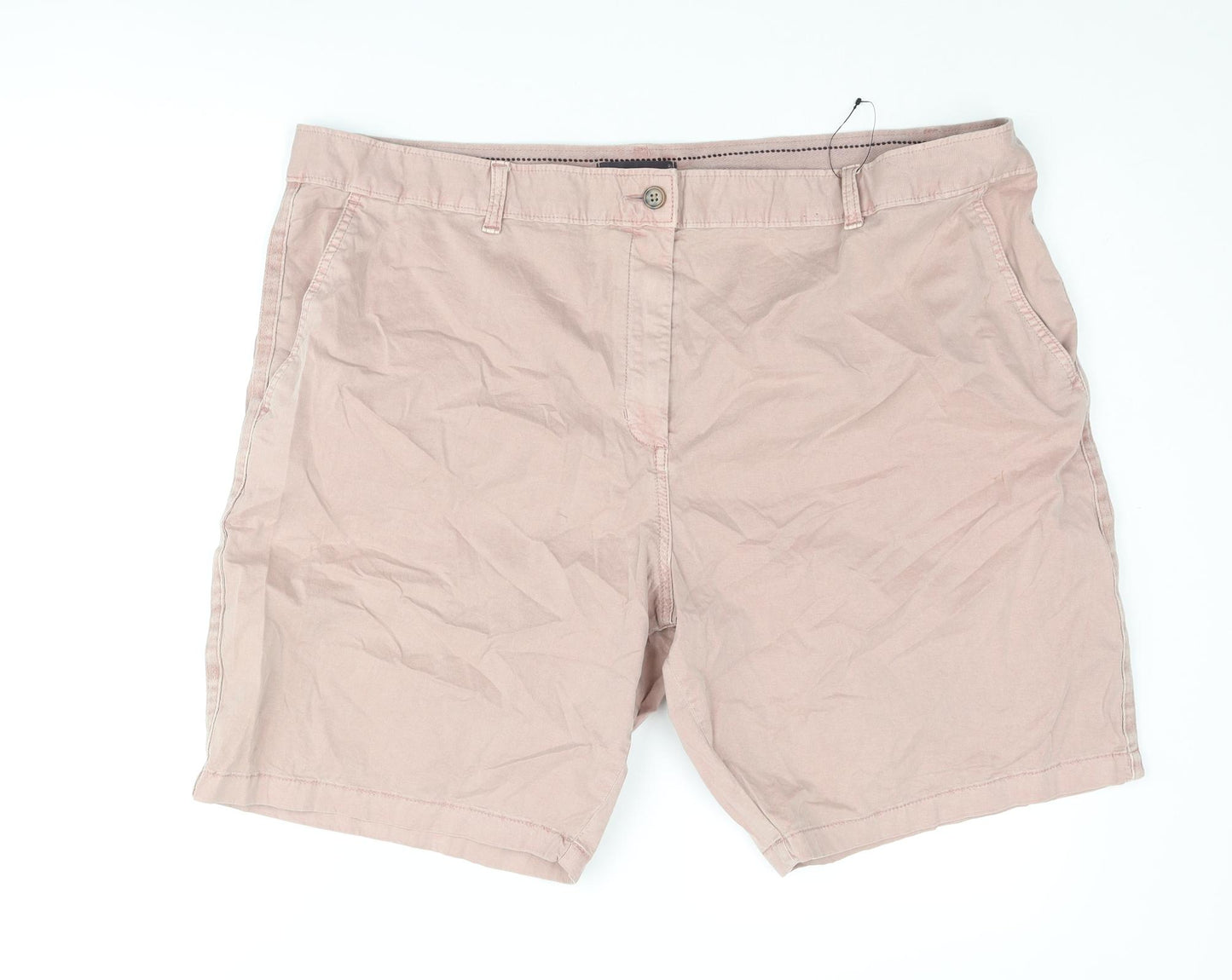 Marks and Spencer Womens Pink Cotton Chino Shorts Size 22 L9 in Regular Zip