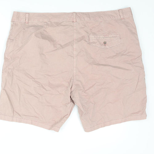 Marks and Spencer Womens Pink Cotton Chino Shorts Size 22 L9 in Regular Zip