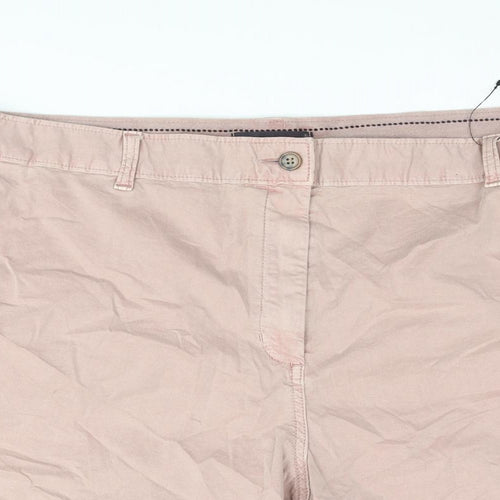 Marks and Spencer Womens Pink Cotton Chino Shorts Size 22 L9 in Regular Zip