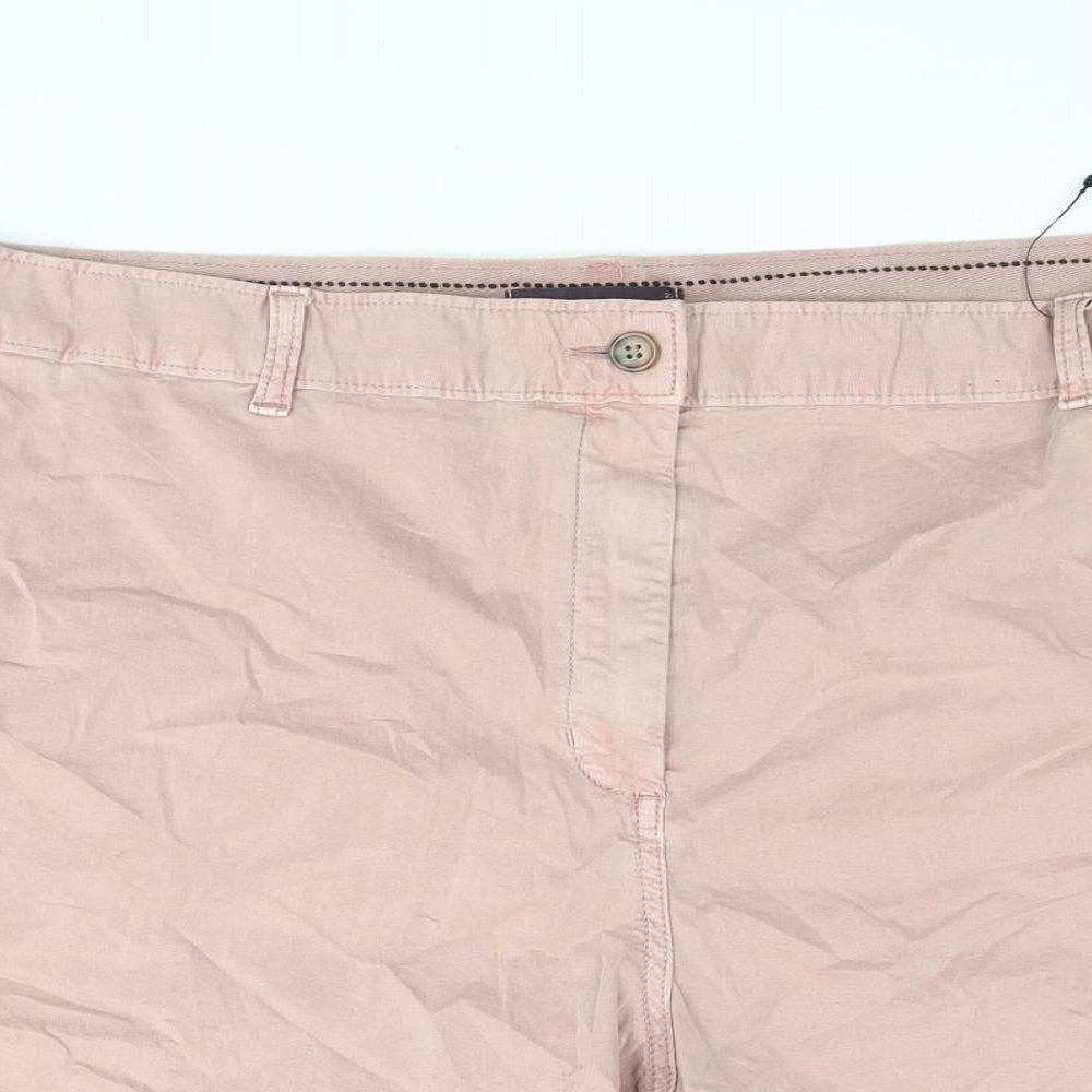 Marks and Spencer Womens Pink Cotton Chino Shorts Size 22 L9 in Regular Zip