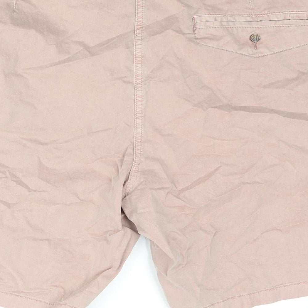 Marks and Spencer Womens Pink Cotton Chino Shorts Size 22 L9 in Regular Zip