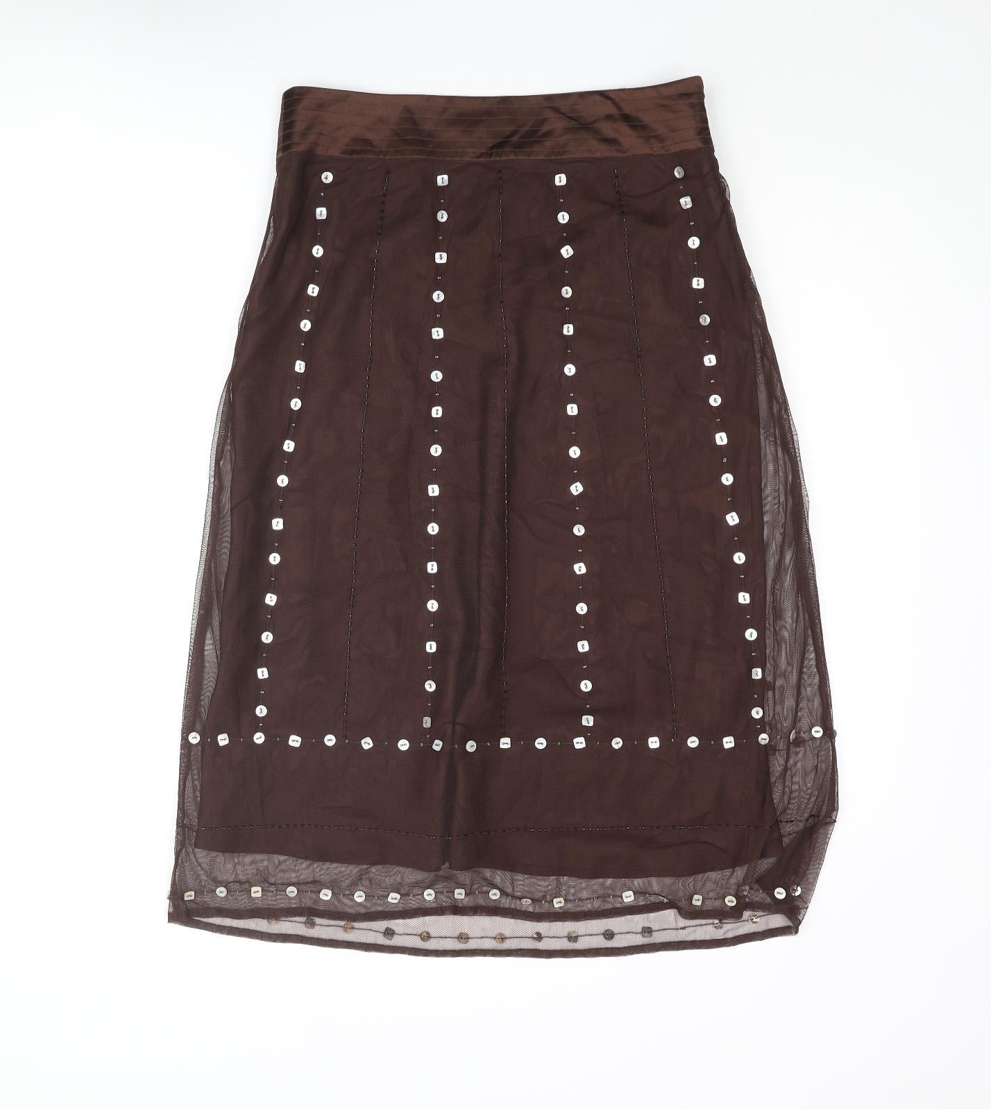JUPI Womens Brown Polyester Straight & Pencil Skirt Size 12 Zip - Sequin, Beads
