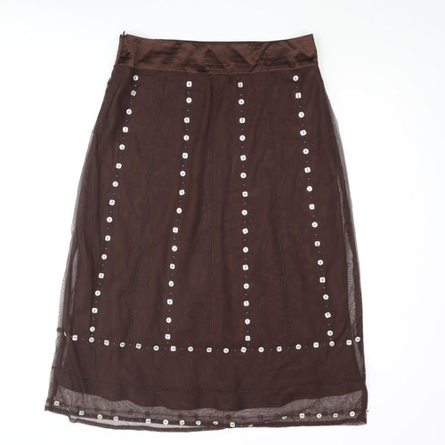 JUPI Womens Brown Polyester Straight & Pencil Skirt Size 12 Zip - Sequin, Beads