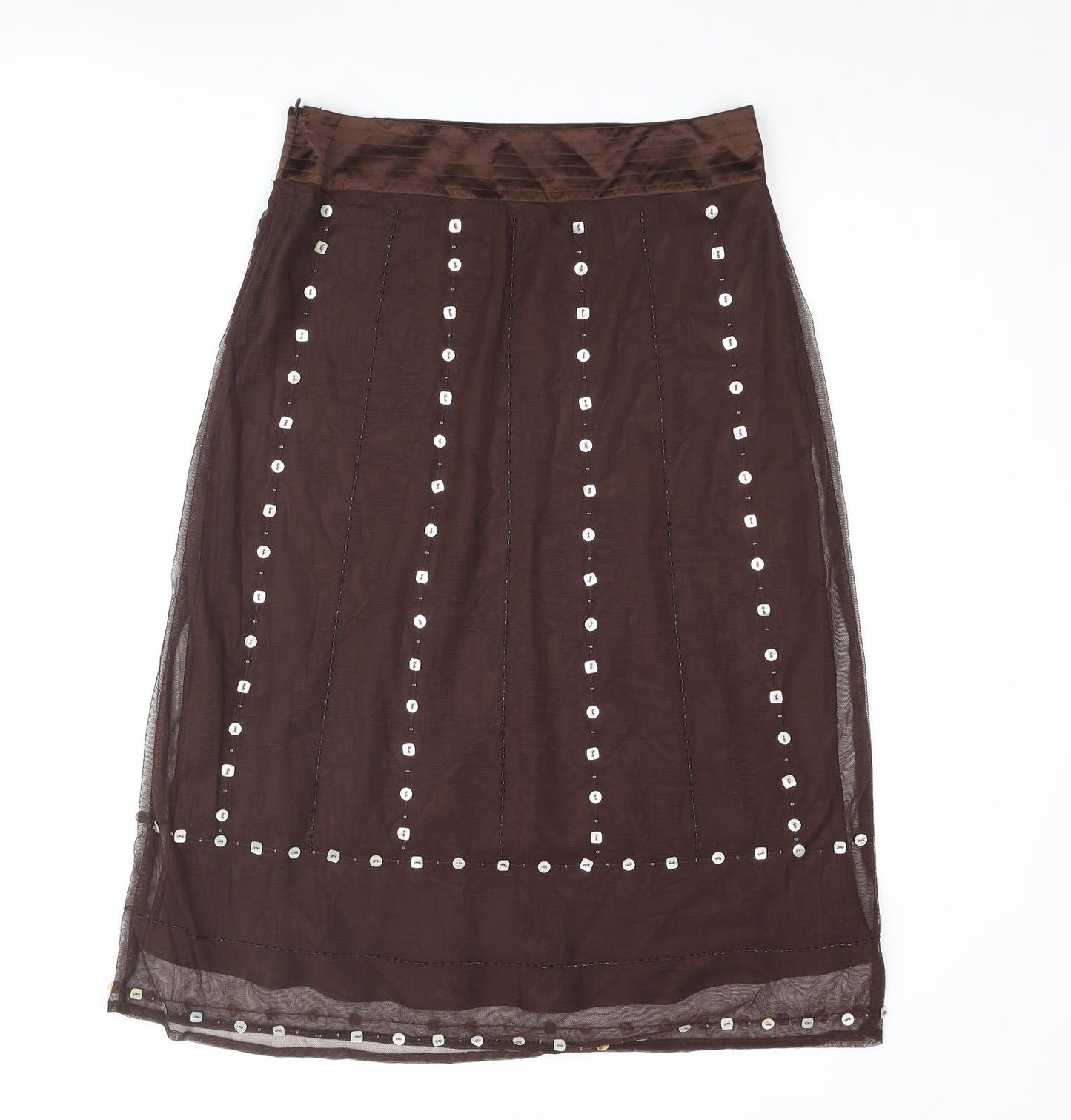 JUPI Womens Brown Polyester Straight & Pencil Skirt Size 12 Zip - Sequin, Beads