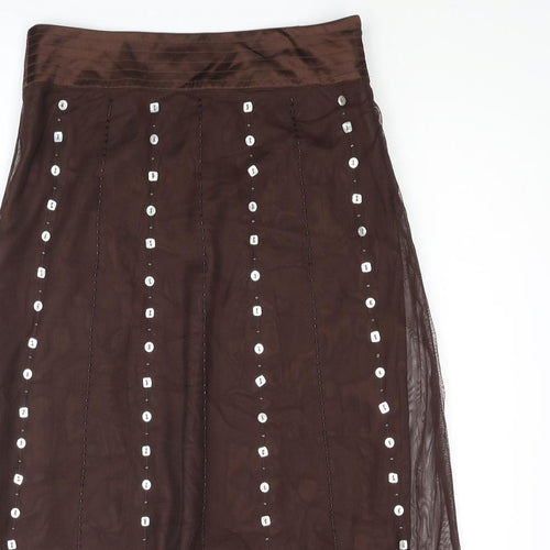 JUPI Womens Brown Polyester Straight & Pencil Skirt Size 12 Zip - Sequin, Beads