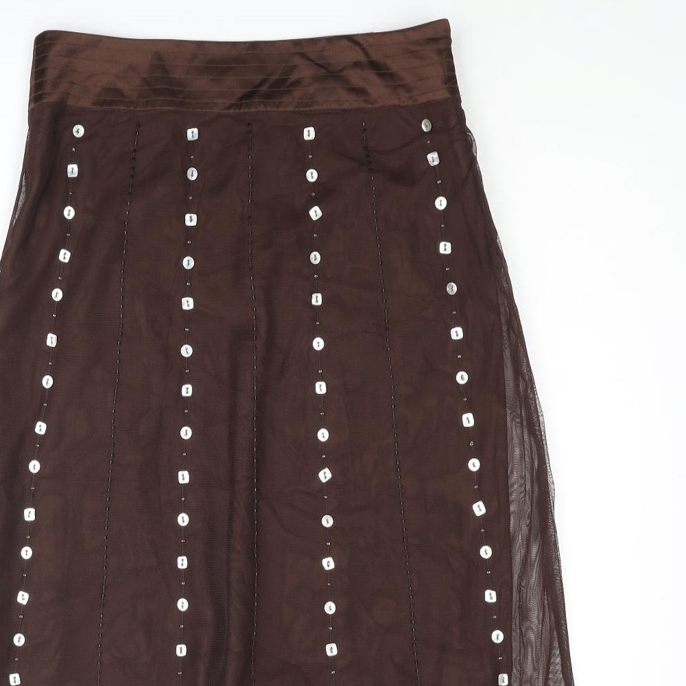 JUPI Womens Brown Polyester Straight & Pencil Skirt Size 12 Zip - Sequin, Beads