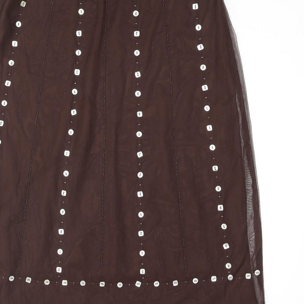 JUPI Womens Brown Polyester Straight & Pencil Skirt Size 12 Zip - Sequin, Beads
