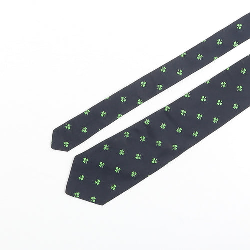 Hortex Mens Blue Geometric Polyester Pointed Tie One Size - Clover Print