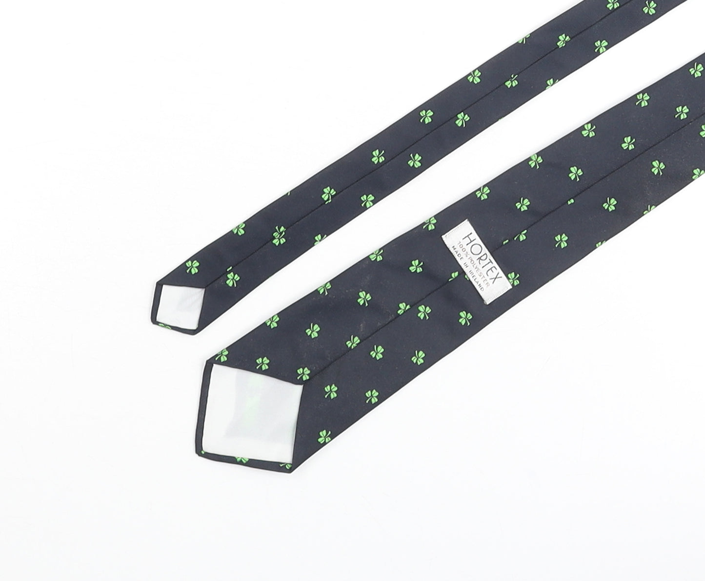 Hortex Mens Blue Geometric Polyester Pointed Tie One Size - Clover Print