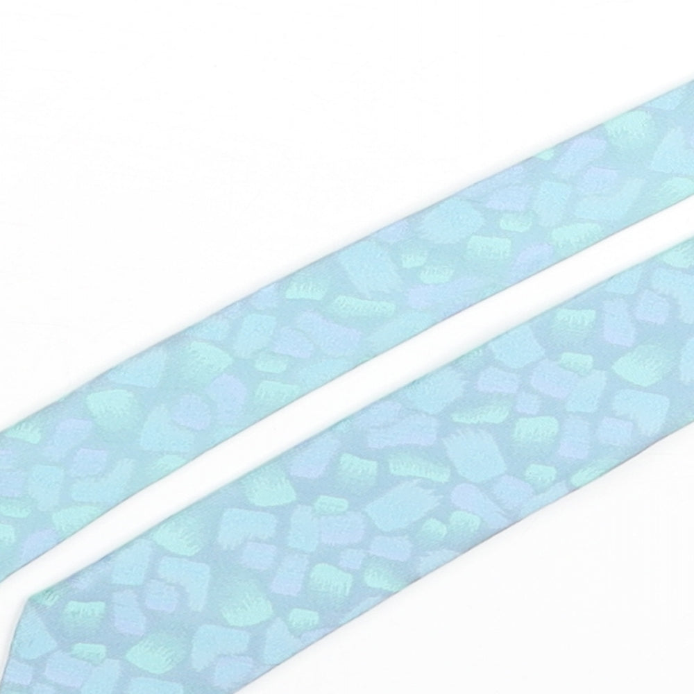 Gilt Edge Mens Blue Geometric Polyester Pointed Tie One Size