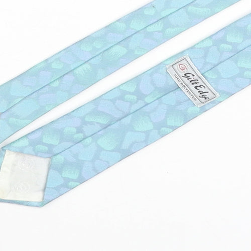 Gilt Edge Mens Blue Geometric Polyester Pointed Tie One Size