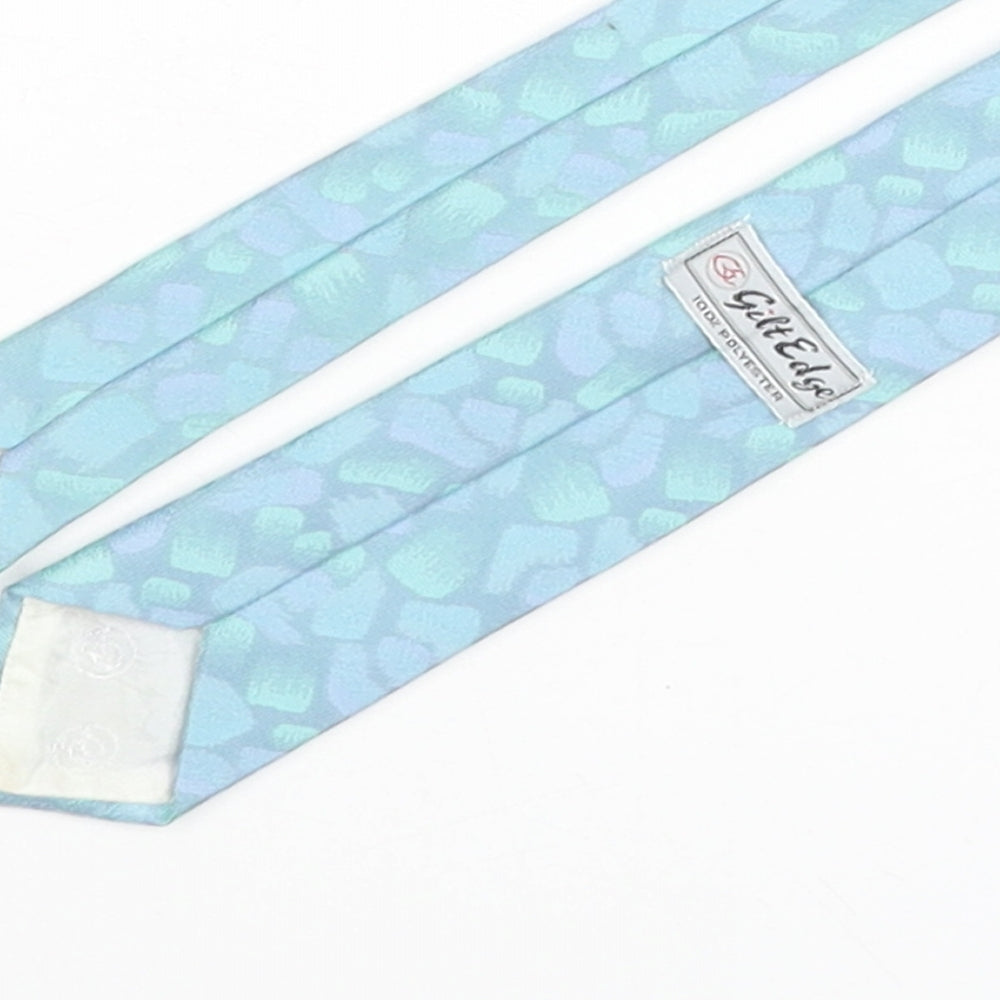 Gilt Edge Mens Blue Geometric Polyester Pointed Tie One Size