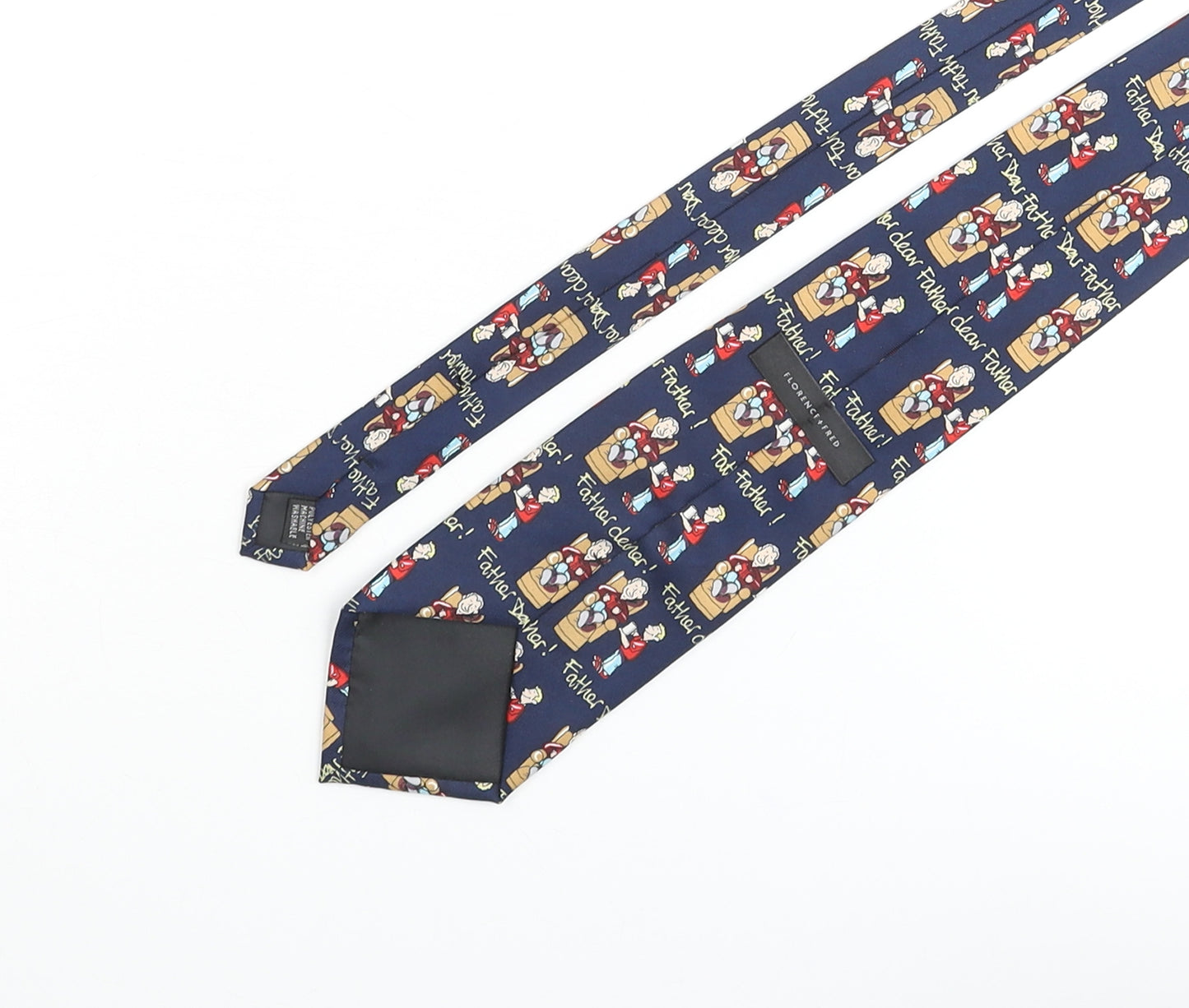 Florence & Fred Mens Blue Geometric Polyester Pointed Tie One Size - Father Dear Father