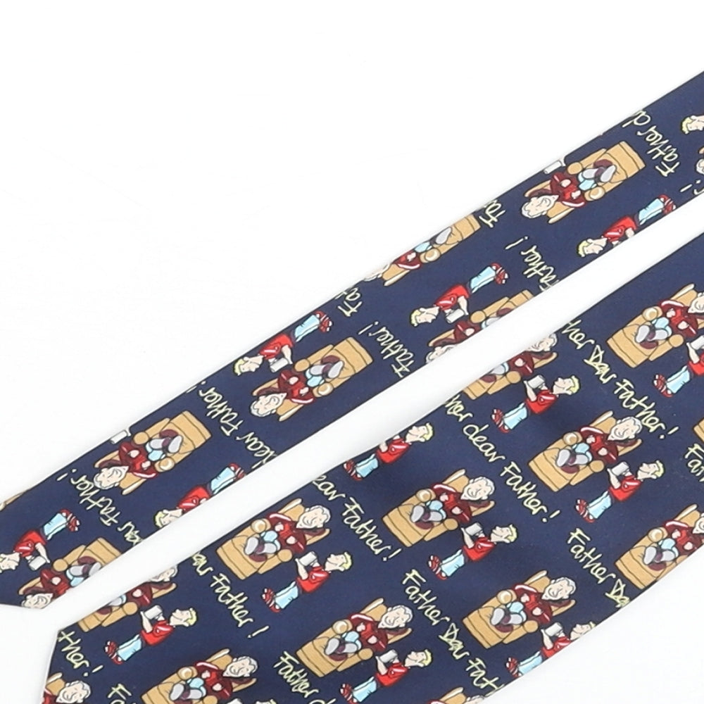Florence & Fred Mens Blue Geometric Polyester Pointed Tie One Size - Father Dear Father