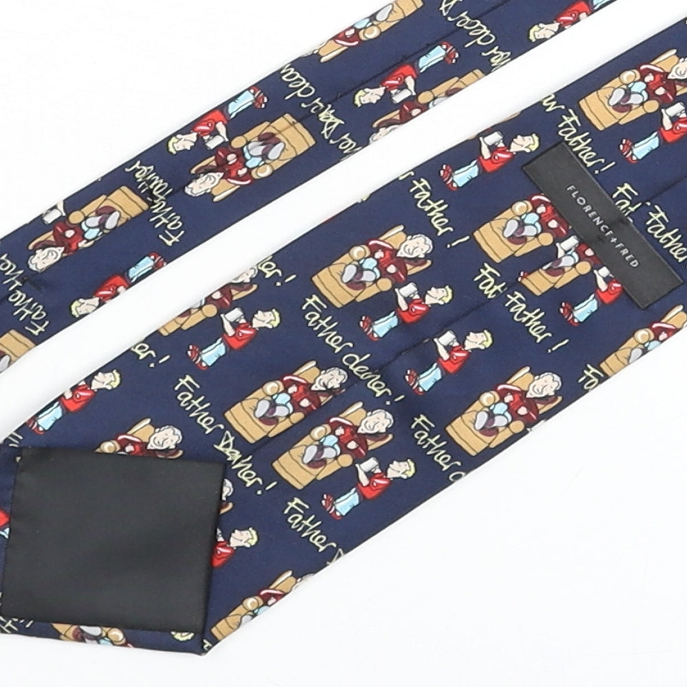 Florence & Fred Mens Blue Geometric Polyester Pointed Tie One Size - Father Dear Father