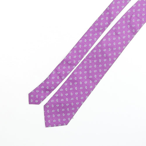 Moss Bros Mens Purple Geometric Silk Pointed Tie One Size