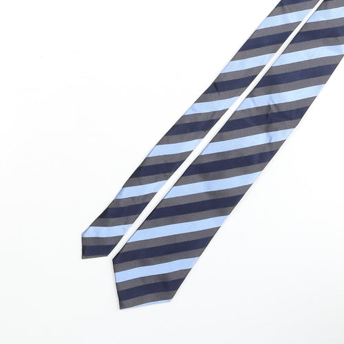 Michaelis Mens Blue Striped Silk Pointed Tie One Size