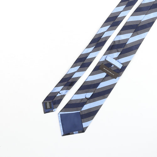 Michaelis Mens Blue Striped Silk Pointed Tie One Size