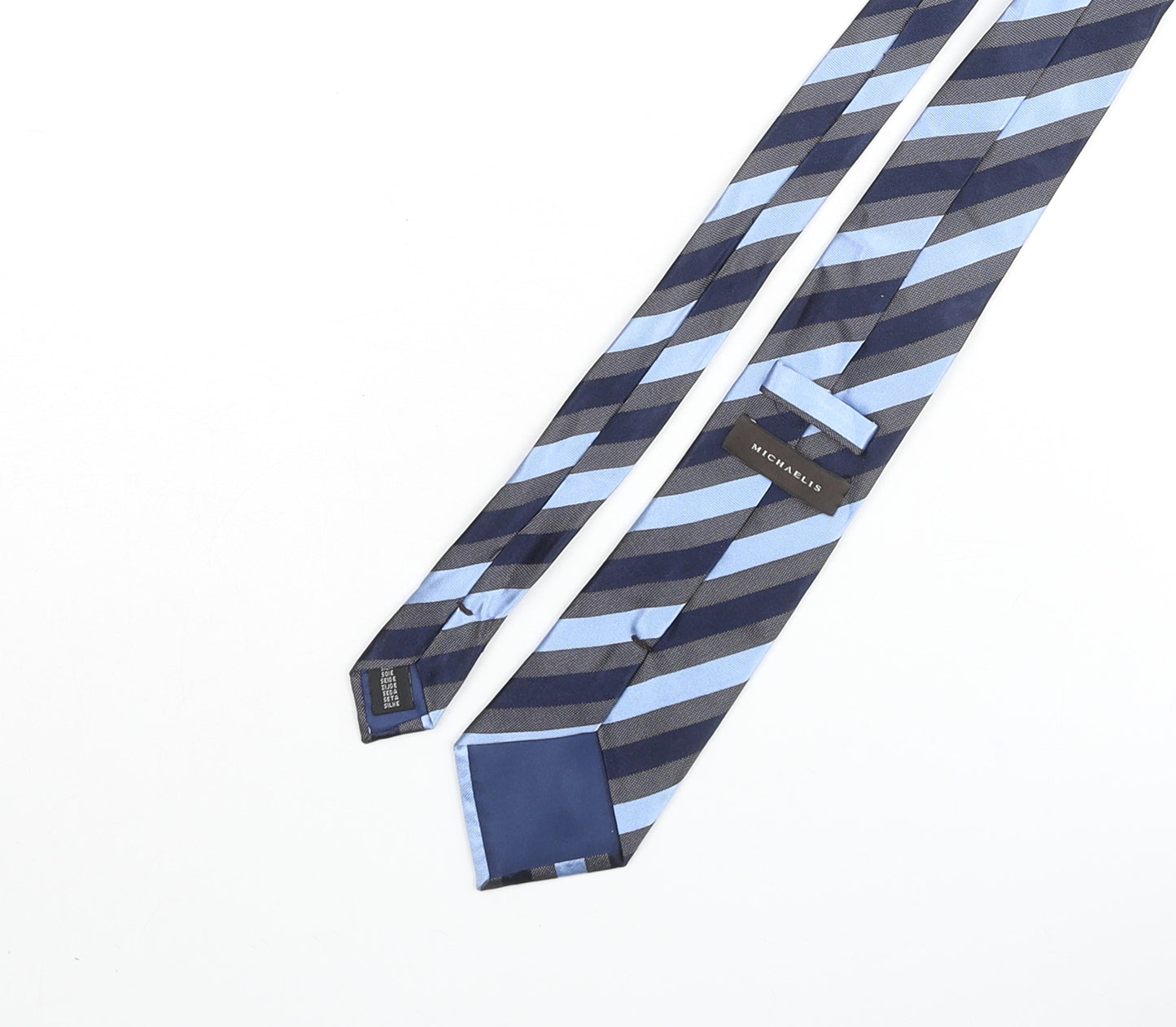 Michaelis Mens Blue Striped Silk Pointed Tie One Size