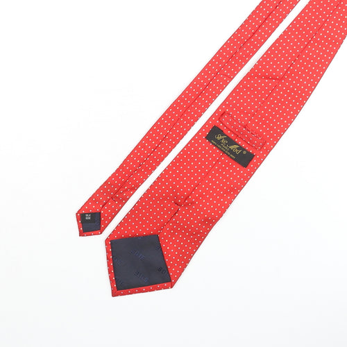 Axe Mod Mens Red Polka Dot Silk Pointed Tie One Size