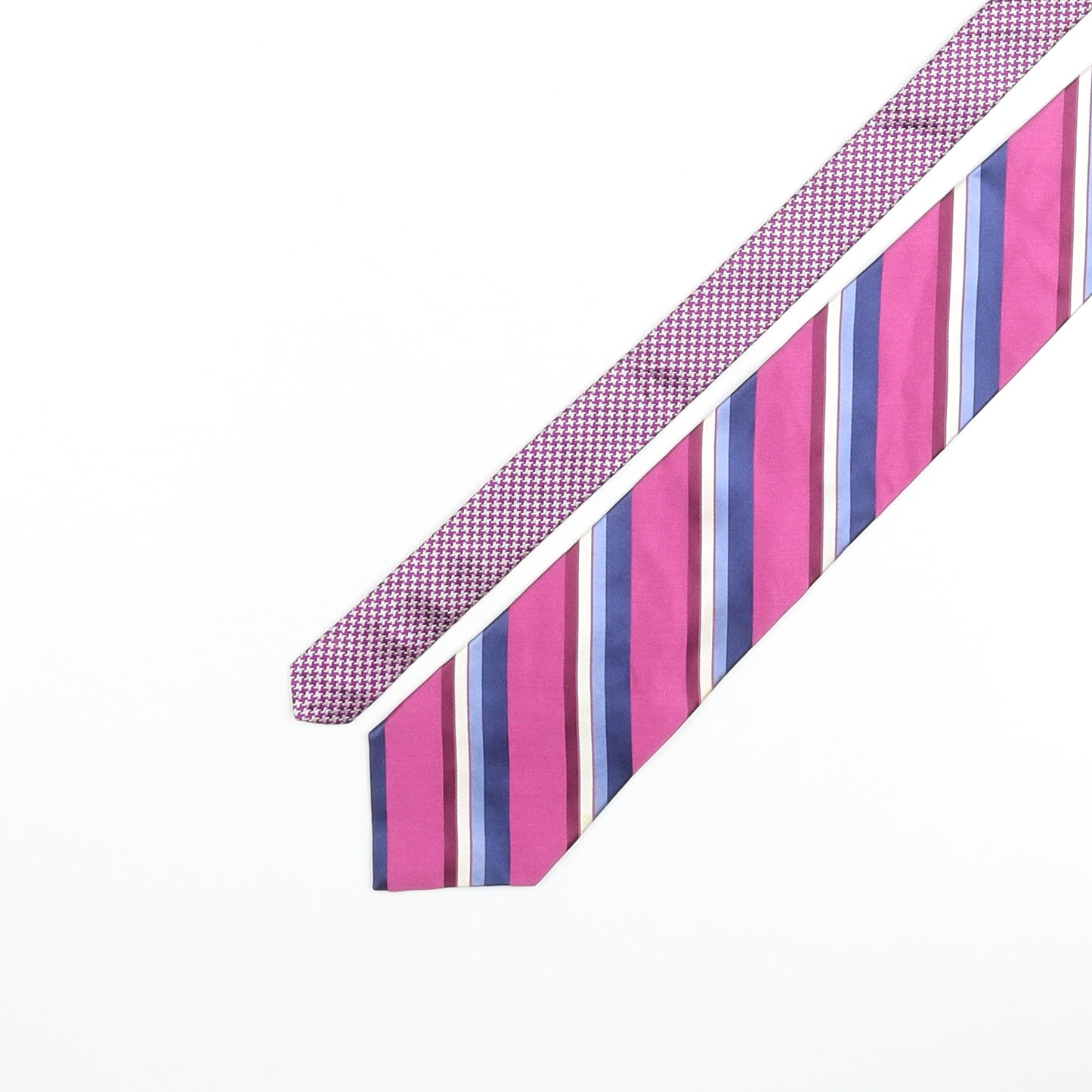 Tommy Hilfiger Mens Multicoloured Geometric Silk Pointed Tie One Size - Striped & Houndstooth