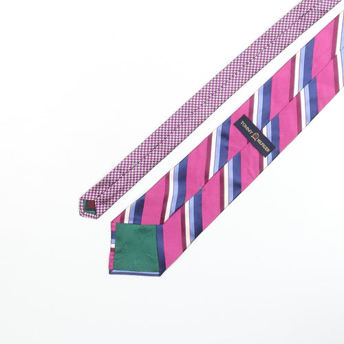 Tommy Hilfiger Mens Multicoloured Geometric Silk Pointed Tie One Size - Striped & Houndstooth