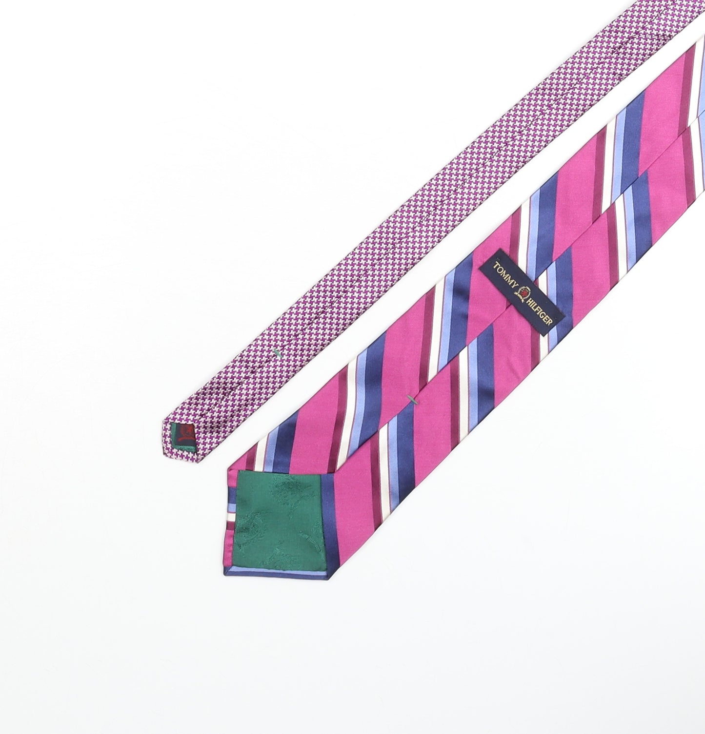 Tommy Hilfiger Mens Multicoloured Geometric Silk Pointed Tie One Size - Striped & Houndstooth