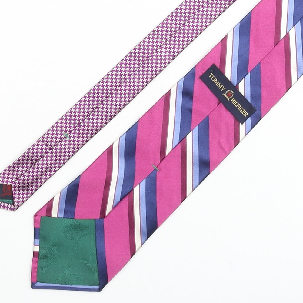 Tommy Hilfiger Mens Multicoloured Geometric Silk Pointed Tie One Size - Striped & Houndstooth