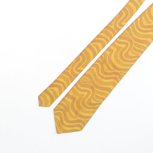REMUS Mens Yellow Geometric Polyester Pointed Tie One Size - Wave Pattern