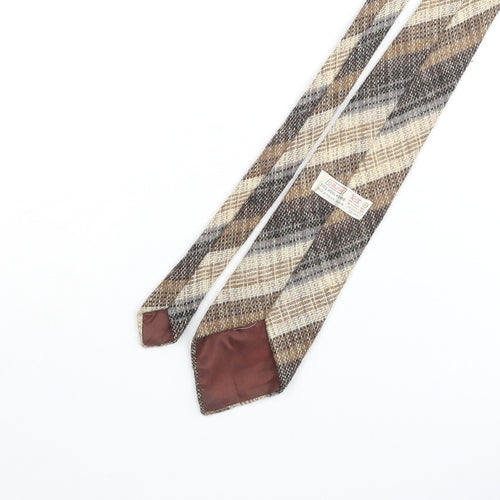 St Michael Mens Beige Plaids & Checks Wool Pointed Tie One Size