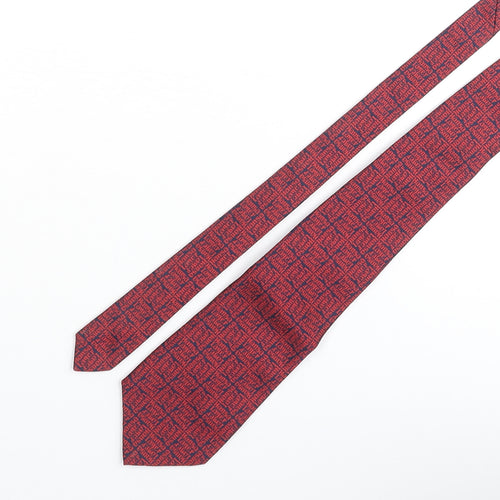 Tudor Ties Mens Red Geometric Polyester Pointed Tie One Size - Hansa Lager