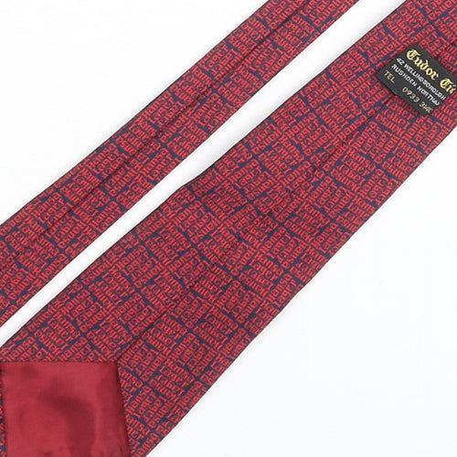 Tudor Ties Mens Red Geometric Polyester Pointed Tie One Size - Hansa Lager