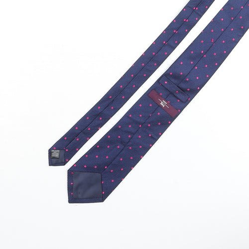 Moss Bros Mens Blue Polka Dot Silk Pointed Tie One Size