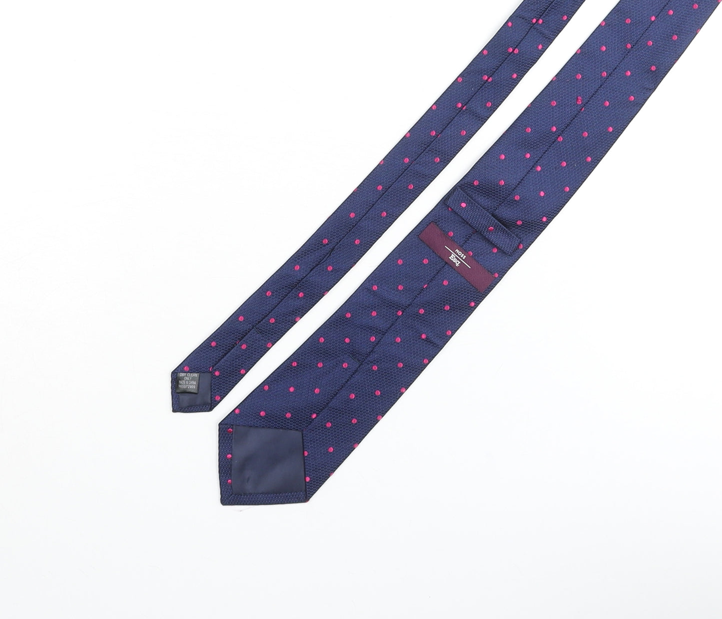 Moss Bros Mens Blue Polka Dot Silk Pointed Tie One Size