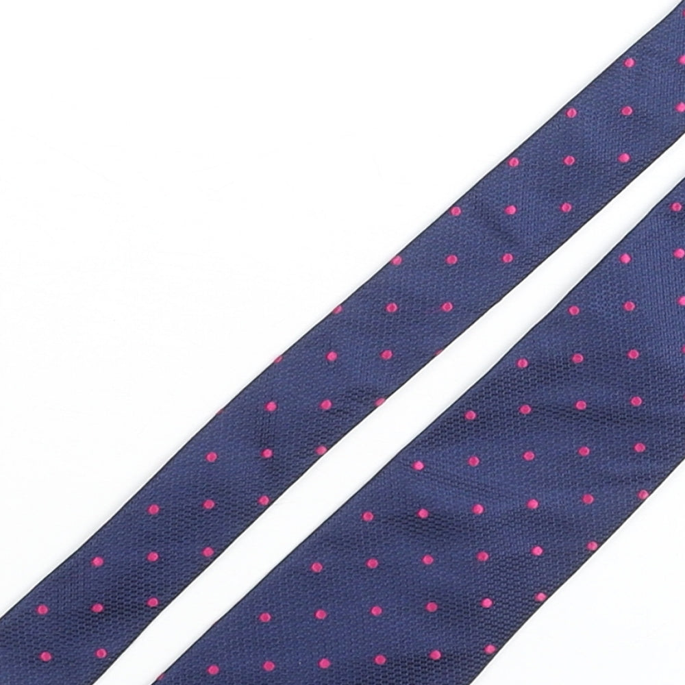 Moss Bros Mens Blue Polka Dot Silk Pointed Tie One Size