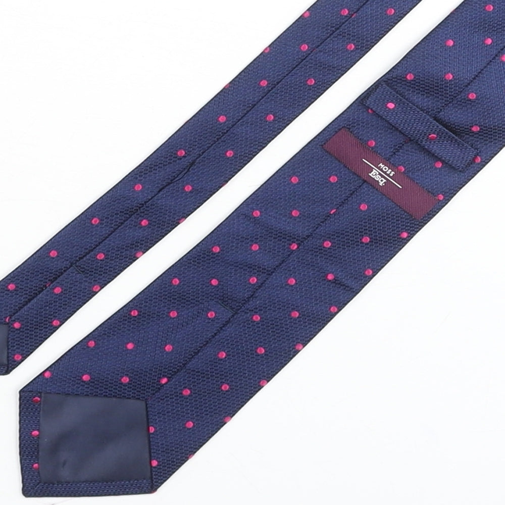 Moss Bros Mens Blue Polka Dot Silk Pointed Tie One Size