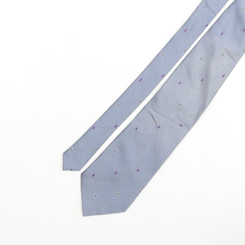 Tom English Mens Blue Geometric Silk Pointed Tie One Size