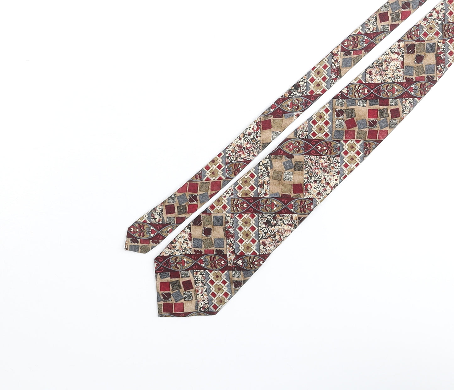 Henley & Finch Mens Multicoloured Geometric Polyester Pointed Tie One Size